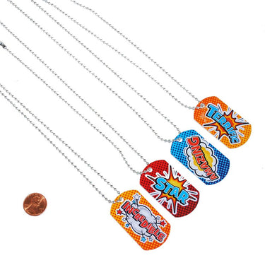 Super Hero Dog Tag Necklaces